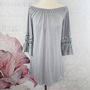 WinWin Sage Ruffle Sleeve Tunic Blouse Size S/M Off Shoulder